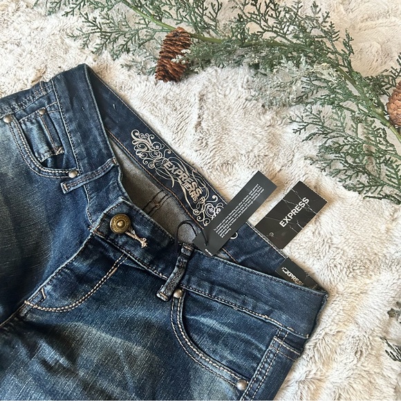 Express y2k boot stella regular fit low rise blue jeans - Picture 2 of 5